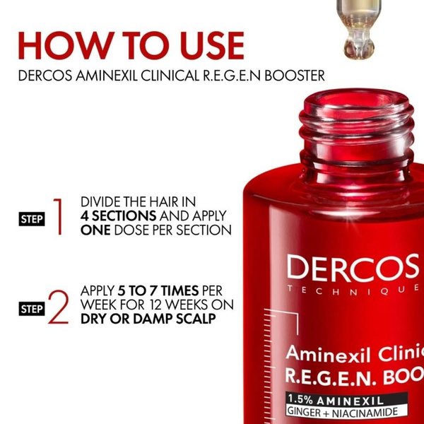 how to use DERCOS Aminexil R.E.G.E.N Booster Serum
